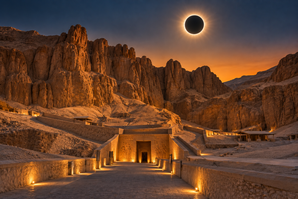 Valley of the Kings during the Total Solar Eclipse in Luxor, Egypt on August 2, 2027